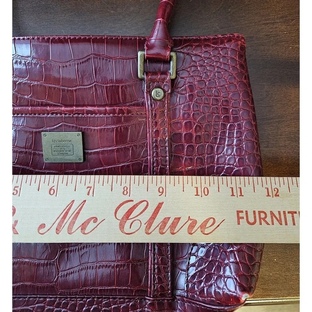Liz Claiborne‎ Structured Work Tote Red Croc Embossed Shoulder Bag